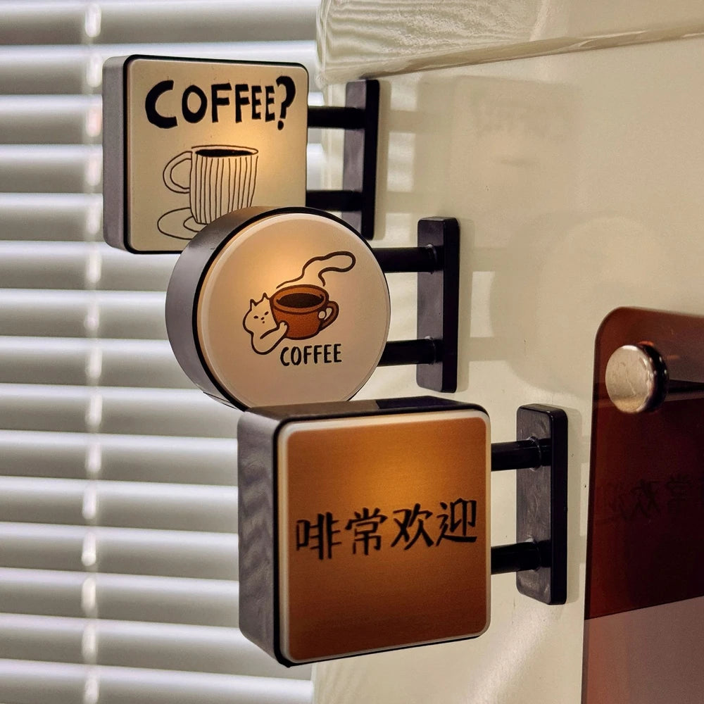 Mini Glowing Lightbox Fridge Magnet - Japanese Coffee Cup Souvenir
