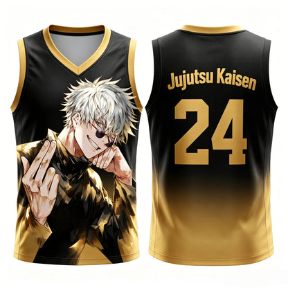 Jujutsu Kaisen Gojo Satoru Basketball Jersey - Sleeveless Gradient Number Anime Sport Tank Top