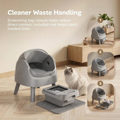 AutoScooper 12 Lite Open-Top Automatic Self-Cleaning Cat Litter Box, Easy-Entry Front Step, Triple Safety Protection, No App Required