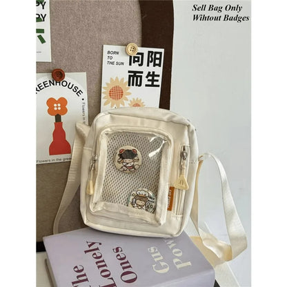 Y2K Mini Ita Bag – Korean Casual Crossbody Shoulder Bag with Transparent Pocket