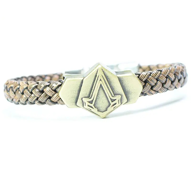 One Piece Luffy Straw Hat Skull Bracelet - Woven Leather Cord Anime Wristband for Fans