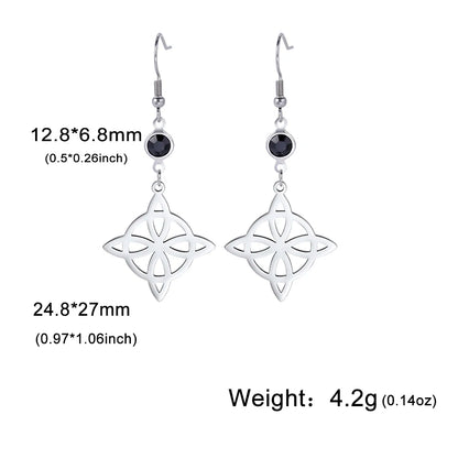 Goth Moon Phase Pentagram Earrings - Stainless Steel Witchy Dangle Jewelry