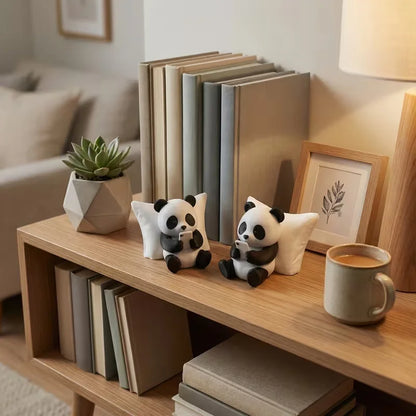 Cute Panda Sculpture Ornament – Creative Animal Figurine for Desk, Office & Car Decor