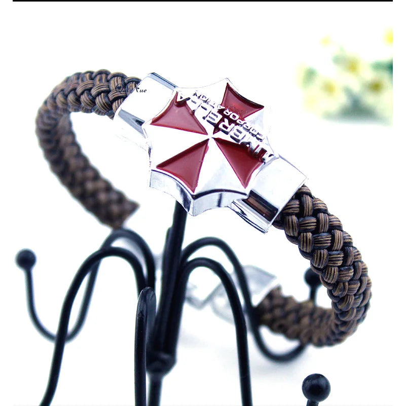 One Piece Luffy Straw Hat Skull Bracelet - Woven Leather Cord Anime Wristband for Fans
