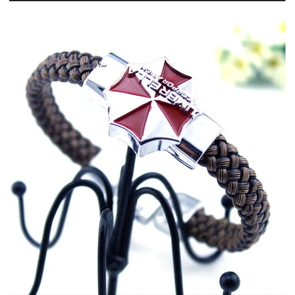 One Piece Luffy Straw Hat Skull Bracelet - Woven Leather Cord Anime Wristband for Fans