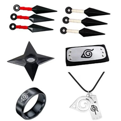 Naruto Kakashi Cosplay Accessory Set - Mask, Headband, Gloves and Kunai Props for Anime Fans