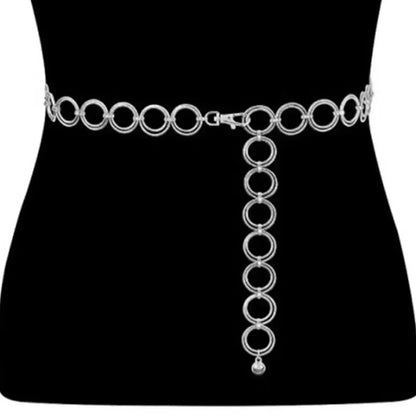 Punk Hip Hop Sun Waist Chain Belt – Vintage Gold & Silver Metal High Waist Chain for Women