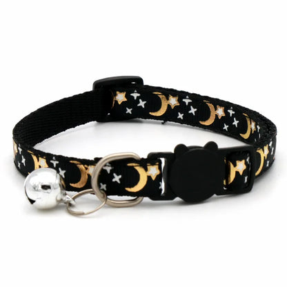 Stars and Moon Cat Collar Reflective Safety Buckle with Bell