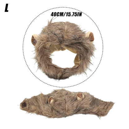 Fluffy Lion Mane Cat Dog Wig – Halloween Party Pet Costume Headwear Hat