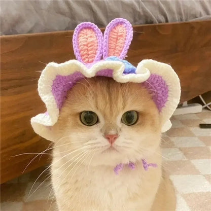 Knitted Cat Hat for Pets – Cute Cosplay Party Headwear