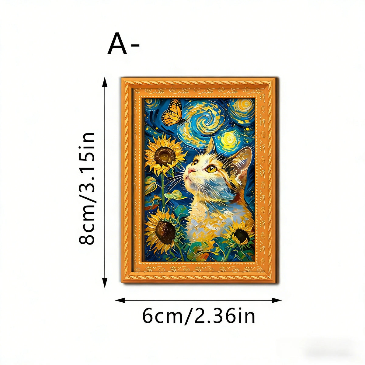 Famous Art Funny Cat Wooden Mini Frame Fridge Magnet
