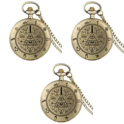 Gravity Pocket Watch Pendant Necklace - Mysterious Triangle Devil Quartz Vintage Women's Wristwatch