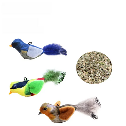 Pet Cat Toys for Indoor Cats Interactive Kitten Plush Toy with Bird Sound & Catnip