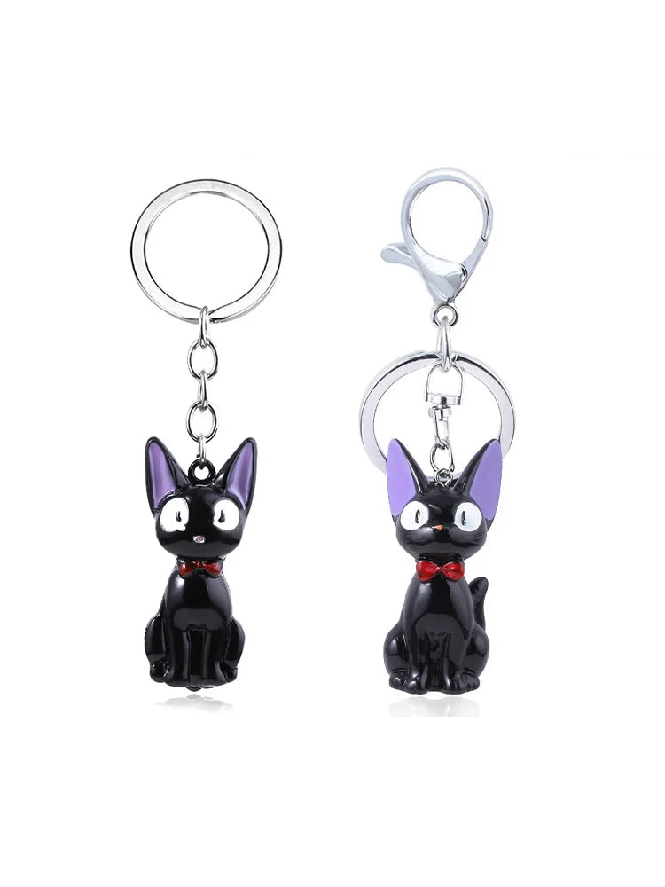 Cute Black Cat Anime Keychain - Cartoon Backpack Charm Keyring