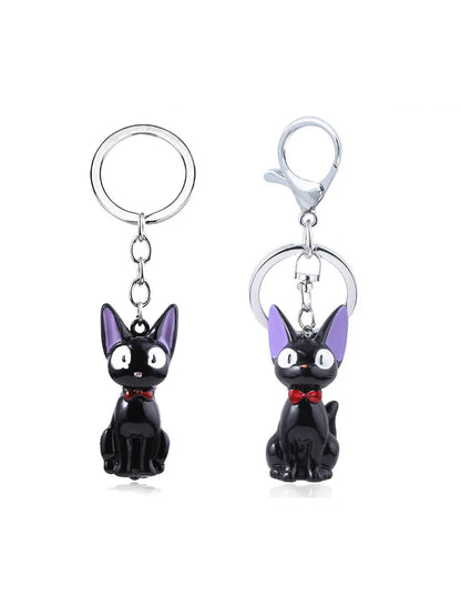 Cute Black Cat Anime Keychain - Cartoon Backpack Charm Keyring