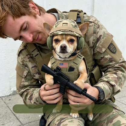Dog Supplies Pet Soldier Costume for Small Dogs Camo Army Uniform with Helmet Goggles Toy Rifle Complete Set Halloween Outfit