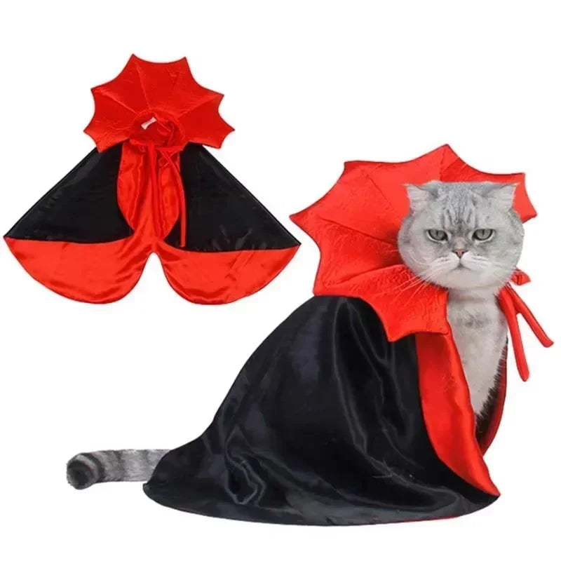 Vampire Cape Pet Costume – Halloween Cloak for Cats and Small Dogs