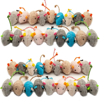 Rattle Cat Mouse Toys - Catnip Faux Fur Mice, Interactive Cat Toy Set