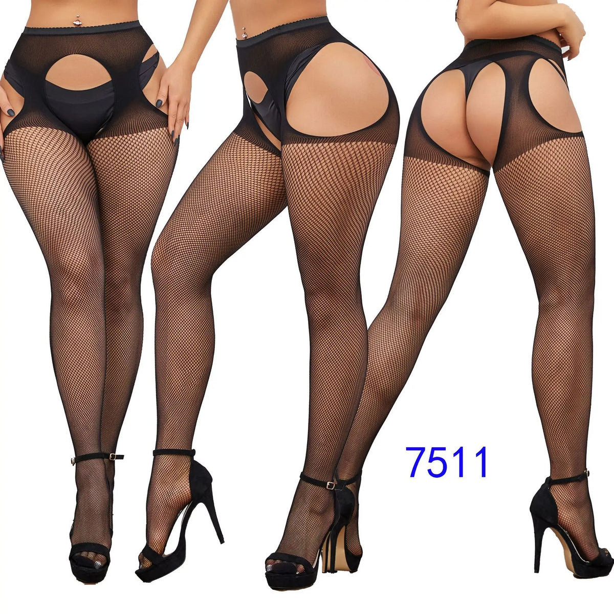 Gothic Sexy Fishnet Stockings Women Harajuku Emo Mesh Thigh High Garter Tights