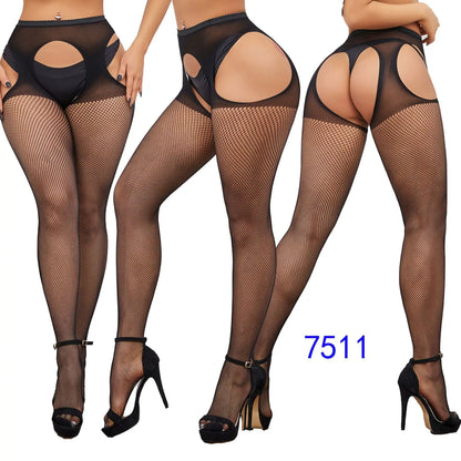 Gothic Sexy Fishnet Stockings Women Harajuku Emo Mesh Thigh High Garter Tights