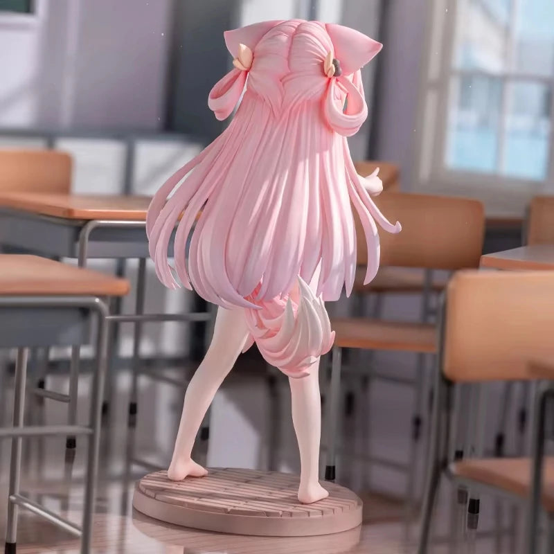 Anime Cat Ears Pink Hair Swimsuit Girl Figure – Collectible Desktop Statue