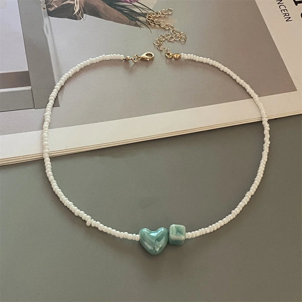 Cute Geometric Seed Bead Choker Necklace - Trendy Gift for Women