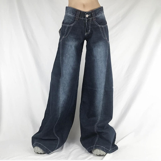 Low Waist Button Denim Pants