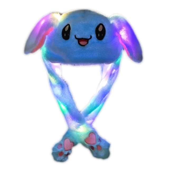 Plush Hat with Movable Ears and LED Light