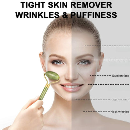 Charmonic Jade Roller & Gua Sha Set 4pcs – Face Sculpting, Anti-Aging Massage Tools for Glass Skin, Lymphatic Drainage & Glow