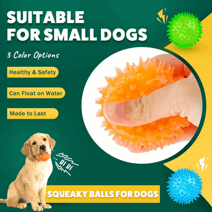 2.5” Squeaky Interactive Dog Balls for Puppy Teething Chew Toys for Small Dogs for Clean Teeth and Training.
