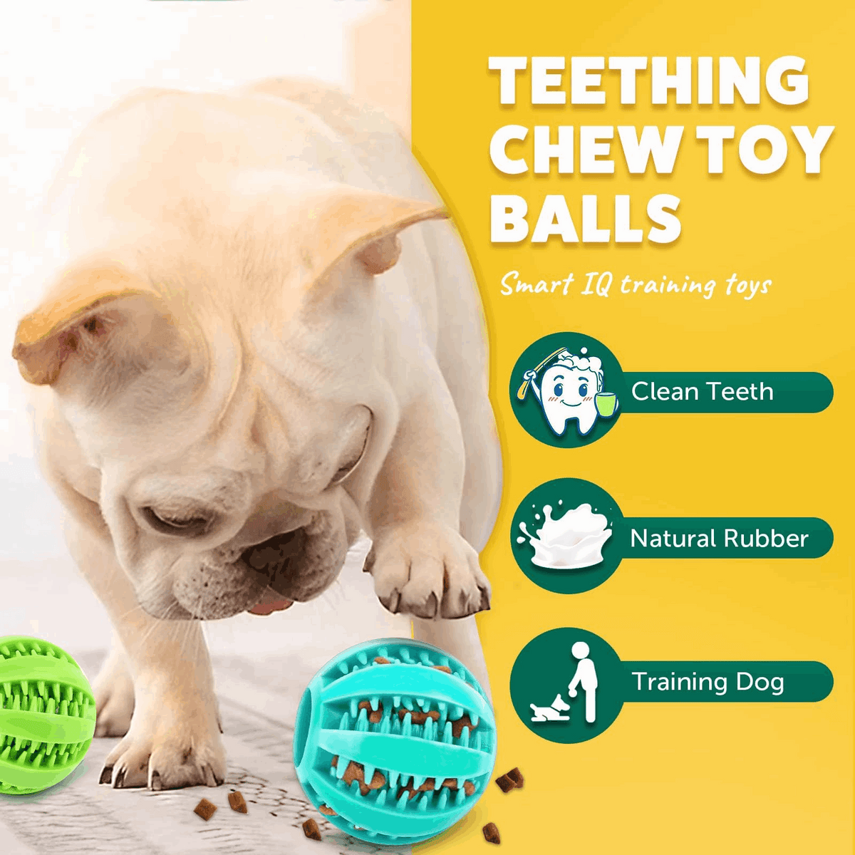 2.5” Squeaky Interactive Dog Balls for Puppy Teething Chew Toys for Small Dogs for Clean Teeth and Training.