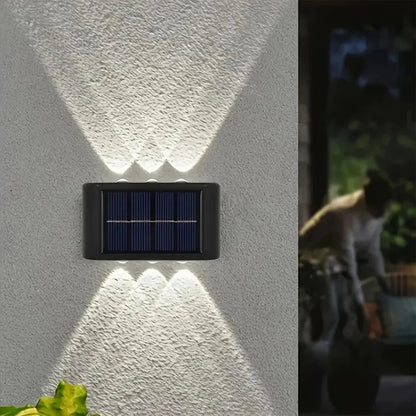 Solar Powered Garden Wall Light Outdoor Waterproof 6LED Beads up down Lamp for Street Terrace Fence Courtyard Wall Decoration