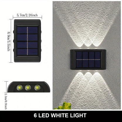 Solar Powered Garden Wall Light Outdoor Waterproof 6LED Beads up down Lamp for Street Terrace Fence Courtyard Wall Decoration