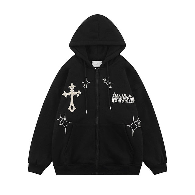 Embroidered Retro Hoodie