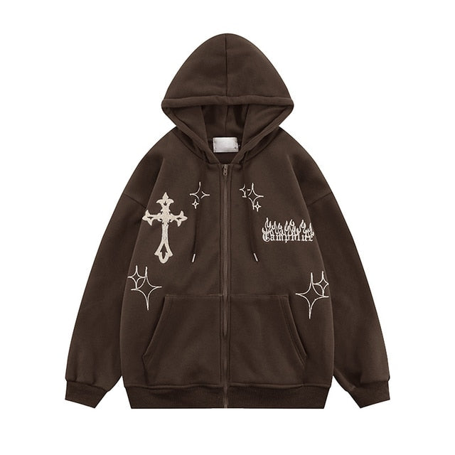 Embroidered Retro Hoodie