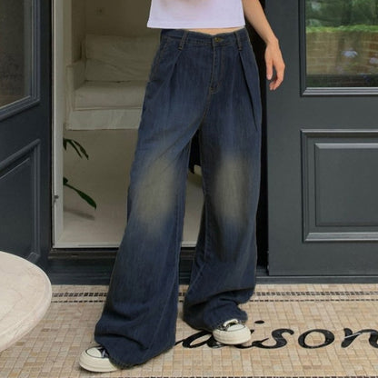 Low Waist Button Denim Pants