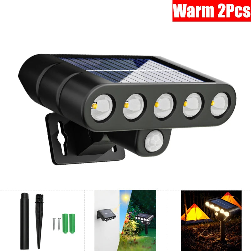 1pc 6-10 LEDs Solar Outdoor Wall Decorative Landscape Lighting Lights Fixtures Suitable For Courtyard Villa Fence Terrace Garden