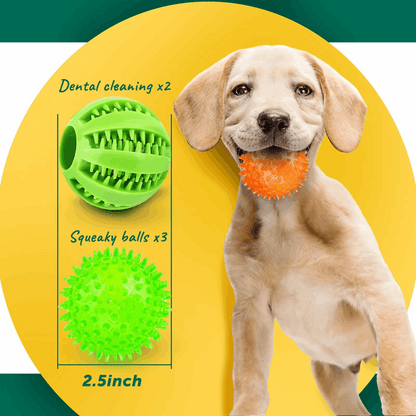 2.5” Squeaky Interactive Dog Balls for Puppy Teething Chew Toys for Small Dogs for Clean Teeth and Training.