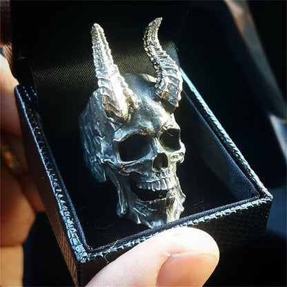 Skull & Horns Ring