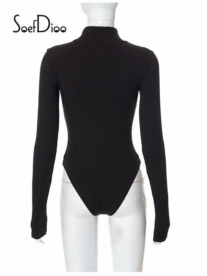 Translucent Black Long Sleeve Bodysuit