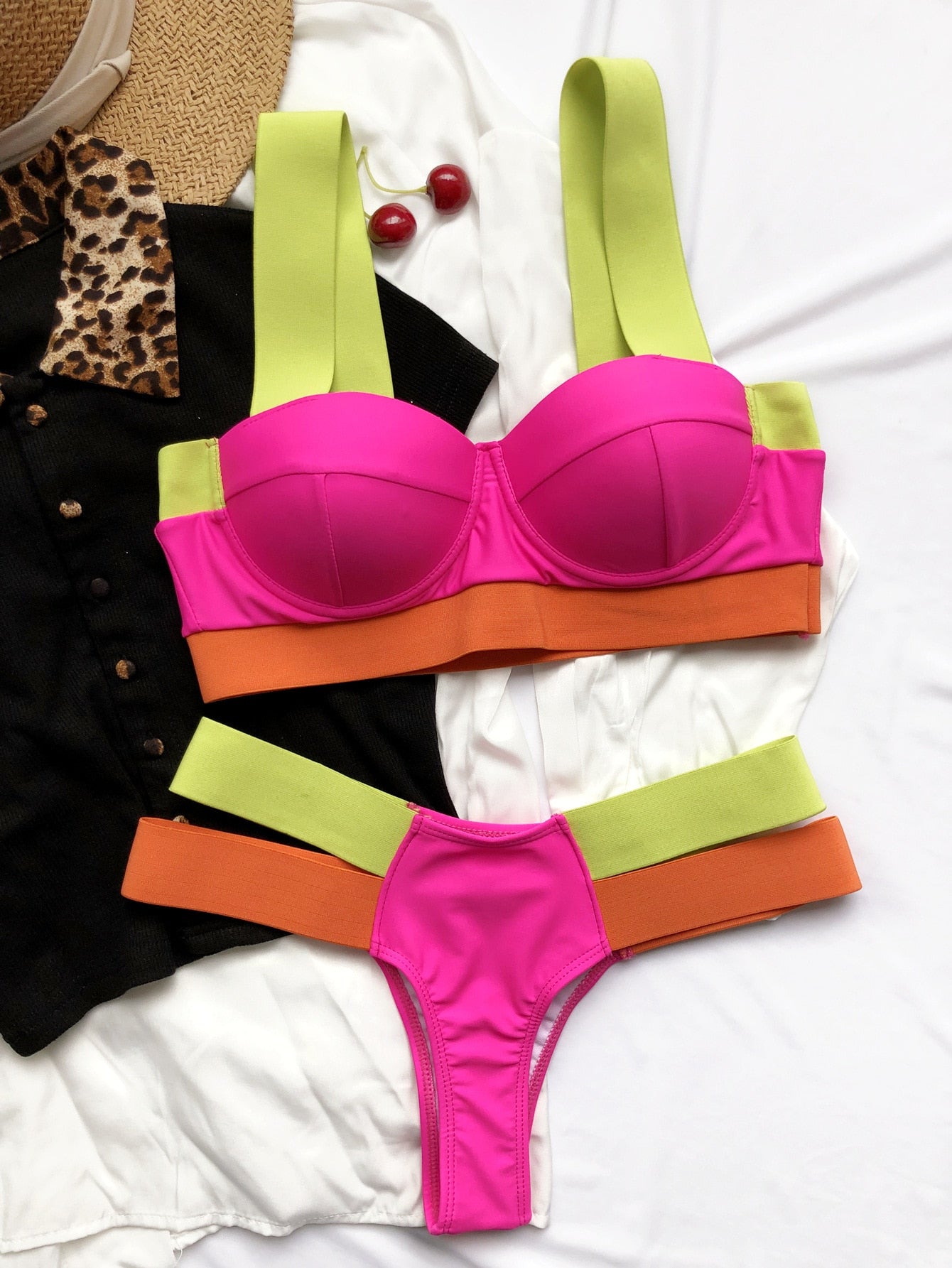 Vibrant Patchwork Swimwear
