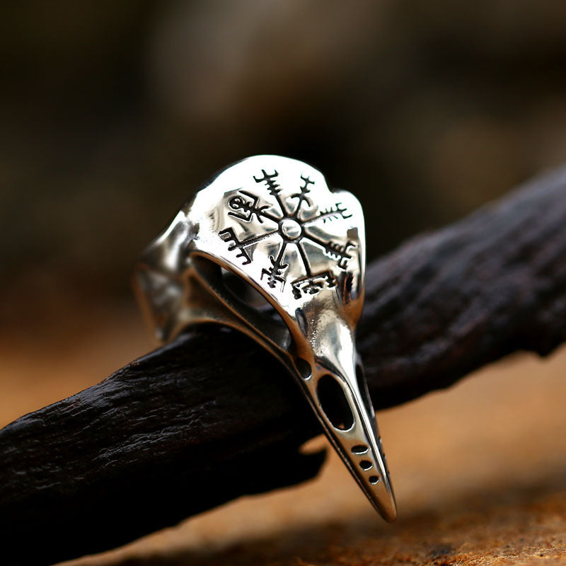 Rune Compass Raven Ring