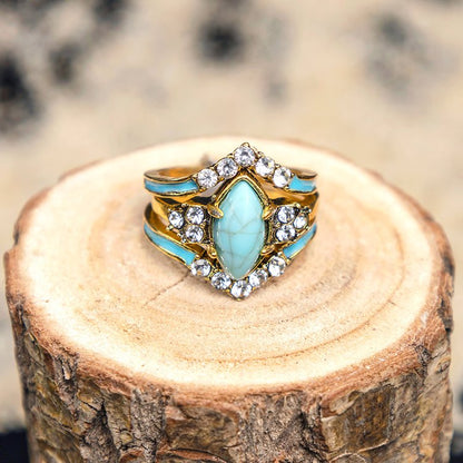 Achieving Dreams Turquoise 3-Piece Ring