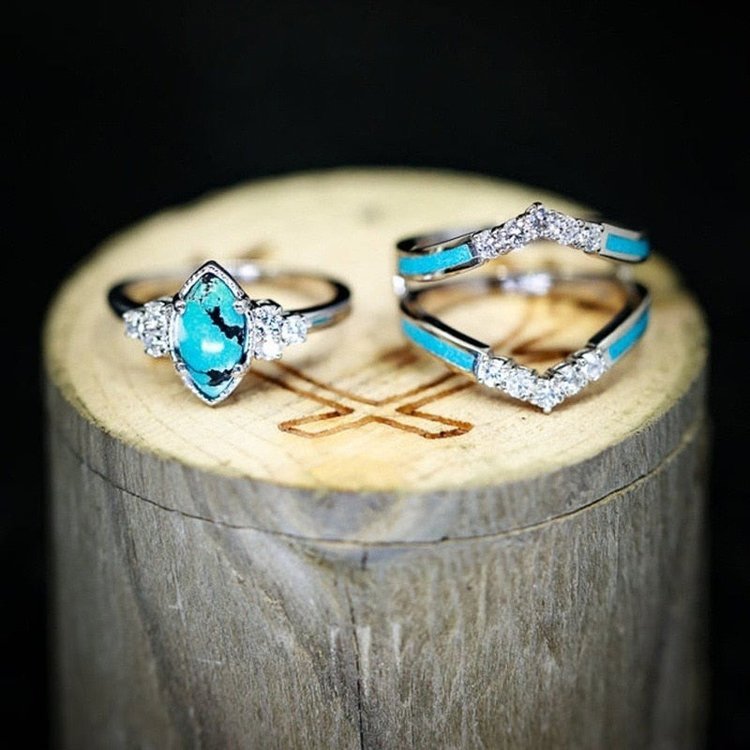 Achieving Dreams Turquoise 3-Piece Ring