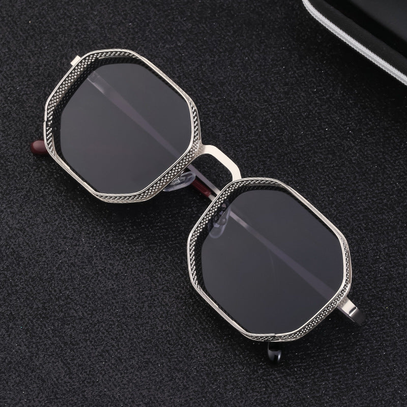 Polygon Hollow Frame Sun Glasses