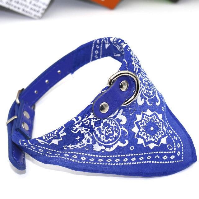 Adjustable Bandana Scarf Style Leather Pet Collar (Various Colors)