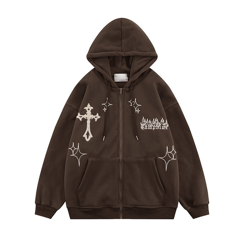 Embroidered Retro Hoodie