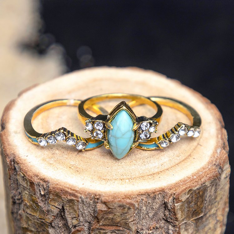 Achieving Dreams Turquoise 3-Piece Ring