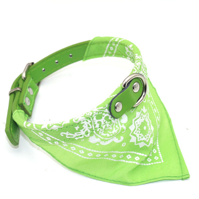 Adjustable Bandana Scarf Style Leather Pet Collar (Various Colors)