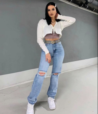 Women's Loose Fit Ripped Jeans